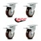 Service Caster 4 Inch Maroon Polyurethane Swivel Top Plate Caster Set with Total Lock Brake SCC SCC-TTL20S414-PPUB-MRN-4 - alternate 4